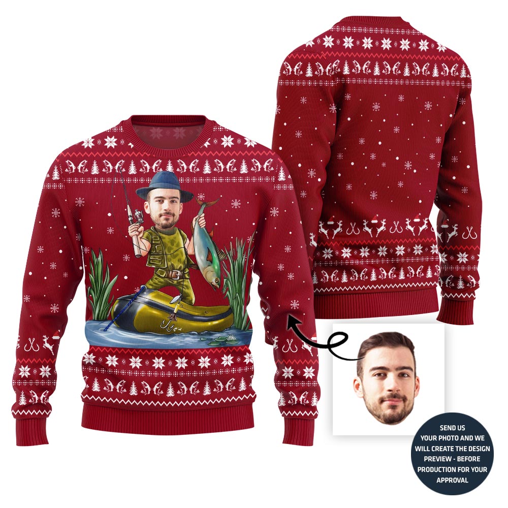 Custom Face Fishing Ugly Sweater