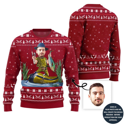 Custom Face Fishing Ugly Sweater