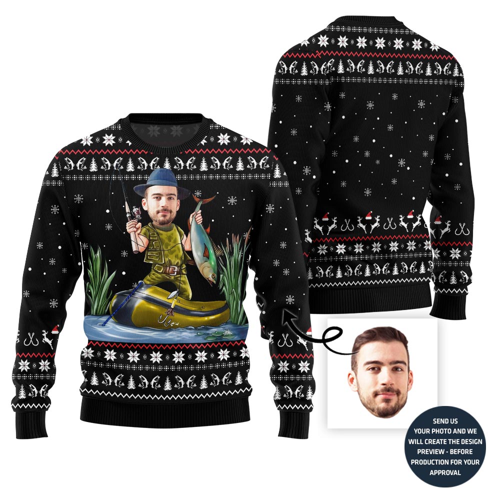Custom Face Fishing Ugly Sweater