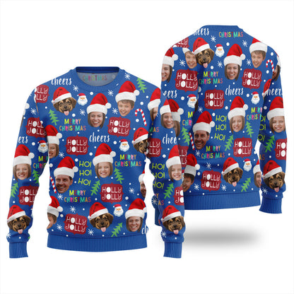 Custom Face For Family And Pet Holly Jolly Christmas Sweater