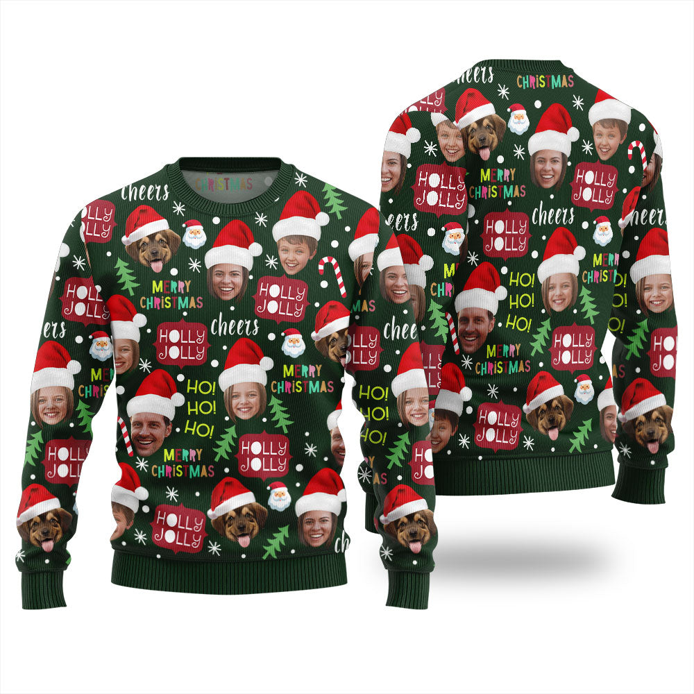 Custom Face For Family And Pet Holly Jolly Christmas Sweater