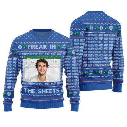 Custom Face Freak In The Sheets Ugly Christmas Sweater