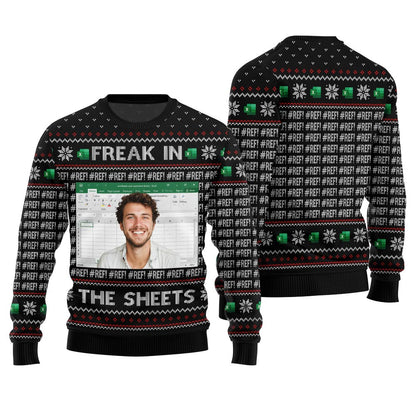 Custom Face Freak In The Sheets Ugly Christmas Sweater