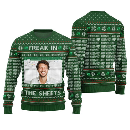 Custom Face Freak In The Sheets Ugly Christmas Sweater