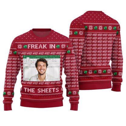 Custom Face Freak In The Sheets Ugly Christmas Sweater