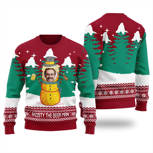 Custom Face Frosty Beer Ugly Christmas Sweater