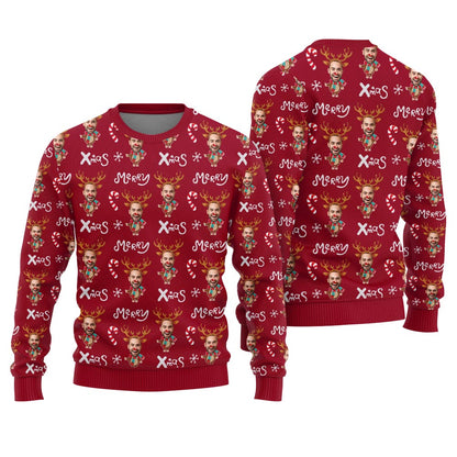 Custom Face Funny Xmas Sweater For Adult