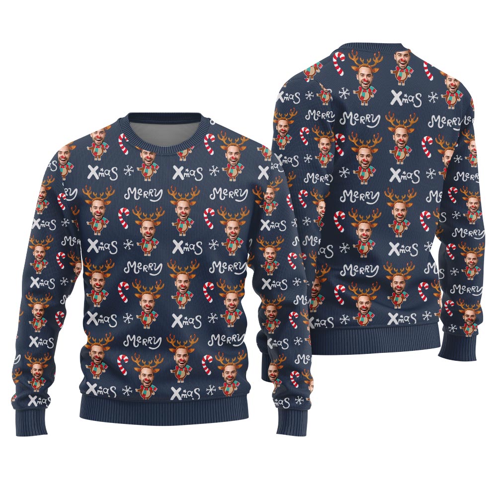 Custom Face Funny Xmas Sweater For Adult