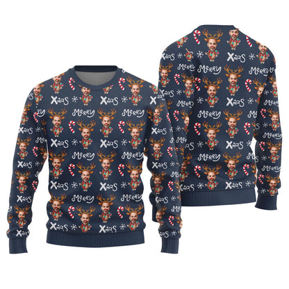 Custom Face Funny Xmas Sweater For Adult