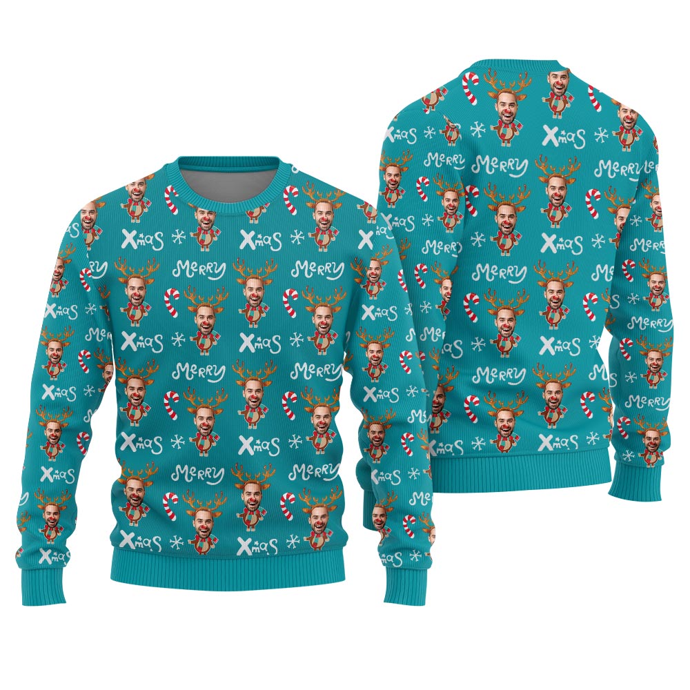 Custom Face Funny Xmas Sweater For Adult