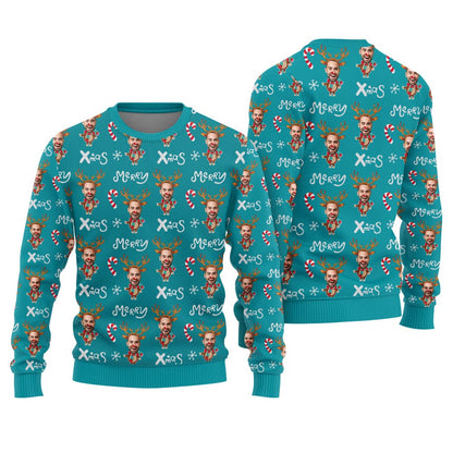 Custom Face Funny Xmas Sweater For Adult