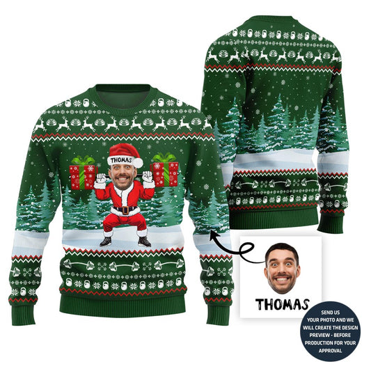 Custom Face Gym Ugly Xmas Sweater