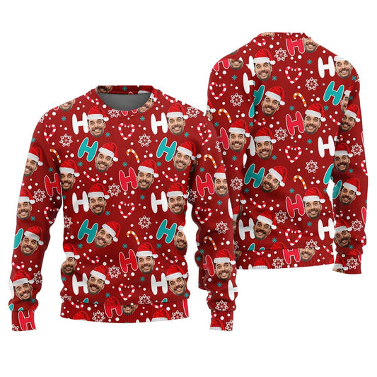 Custom Face HO HO HO Santa Ugly Christmas Sweater