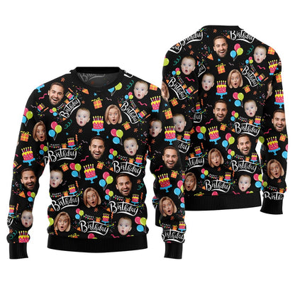 Custom Face Happy Birthday Christmas Sweater