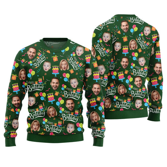 Custom Face Happy Birthday Christmas Sweater