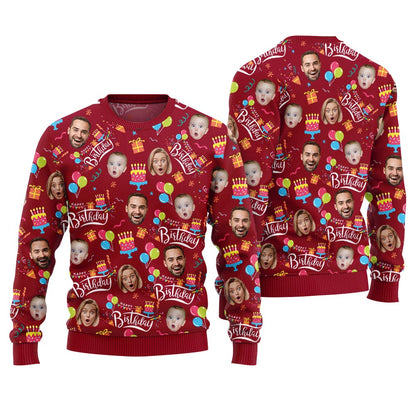 Custom Face Happy Birthday Christmas Sweater