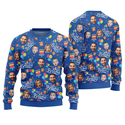 Custom Face Happy Birthday Christmas Sweater