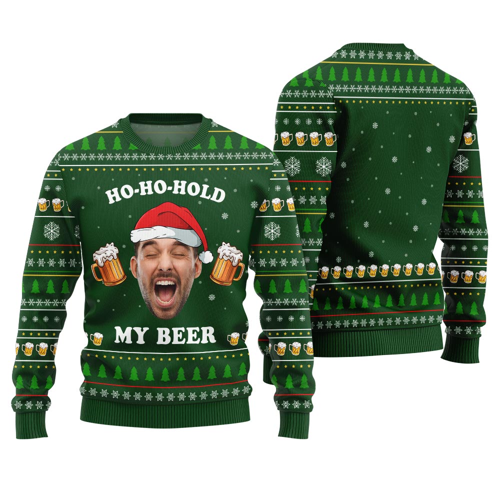 Custom Face Ho Ho Ho Beer Ugly Christmas Sweater