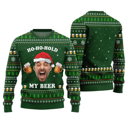 Custom Face Ho Ho Ho Beer Ugly Christmas Sweater