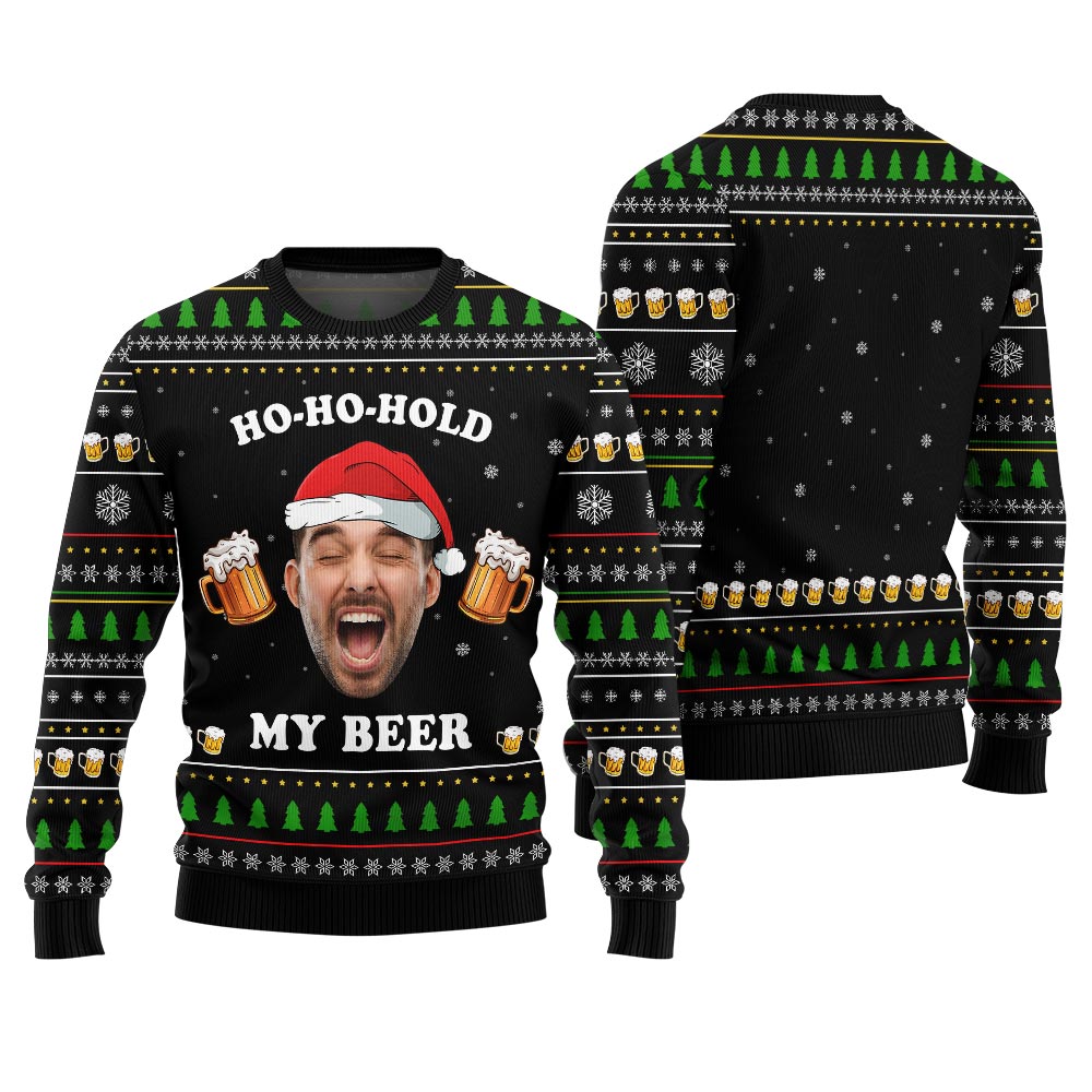 Custom Face Ho Ho Ho Beer Ugly Christmas Sweater