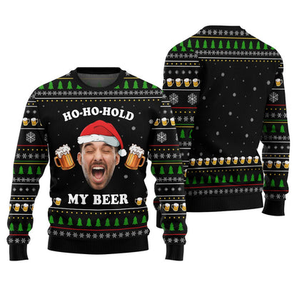 Custom Face Ho Ho Ho Beer Ugly Christmas Sweater