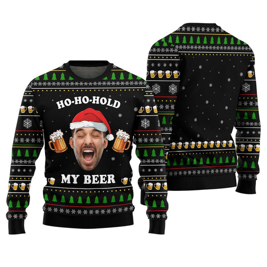 Custom Face Ho Ho Ho Beer Ugly Christmas Sweater