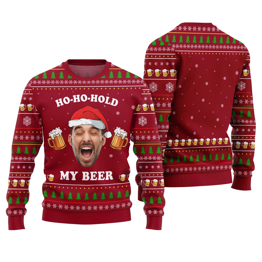 Custom Face Ho Ho Ho Beer Ugly Christmas Sweater