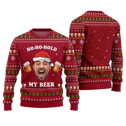 Custom Face Ho Ho Ho Beer Ugly Christmas Sweater