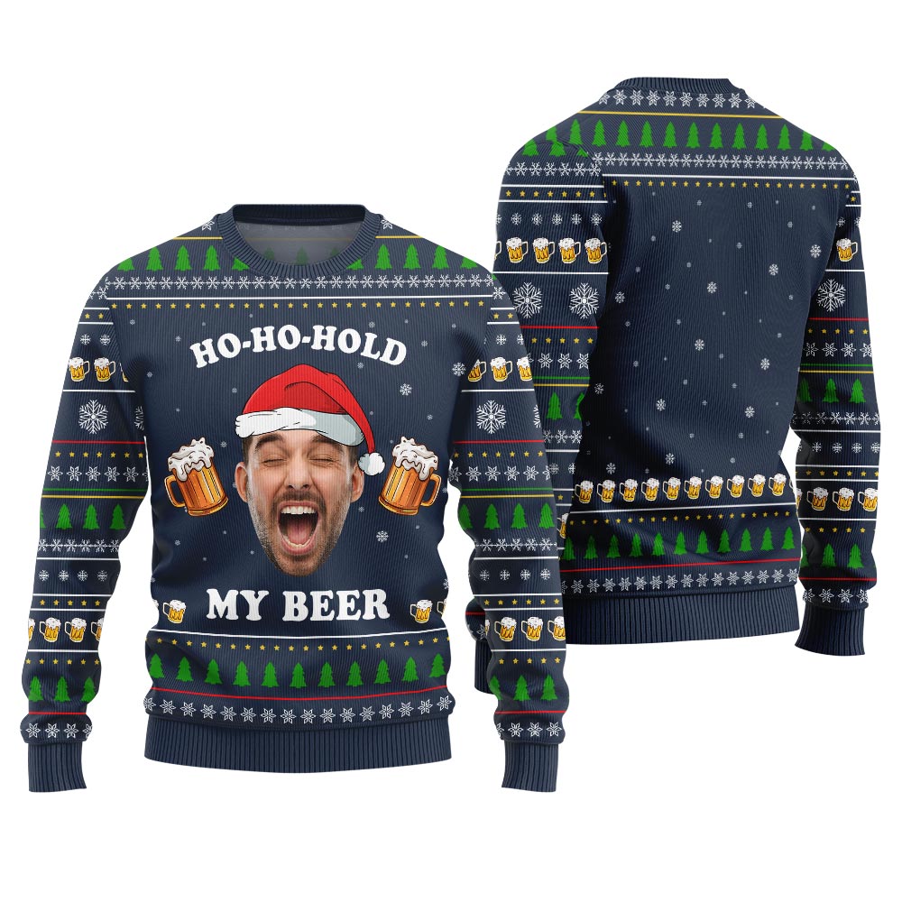 Custom Face Ho Ho Ho Beer Ugly Christmas Sweater