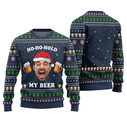 Custom Face Ho Ho Ho Beer Ugly Christmas Sweater