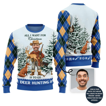 Custom Face Hunting Ugly Christmas Sweater