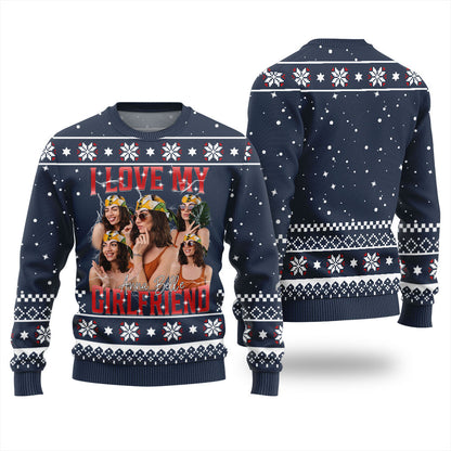 Custom Face I Love My Girlfriend Funny Christmas Sweater