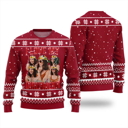 Custom Face I Love My Girlfriend Funny Christmas Sweater