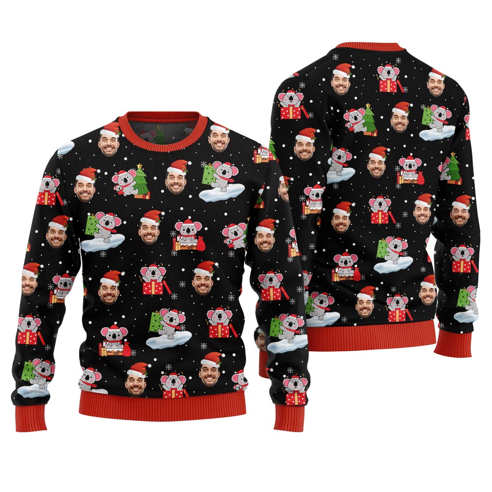 Custom Face Koala Ugly Holiday Sweater