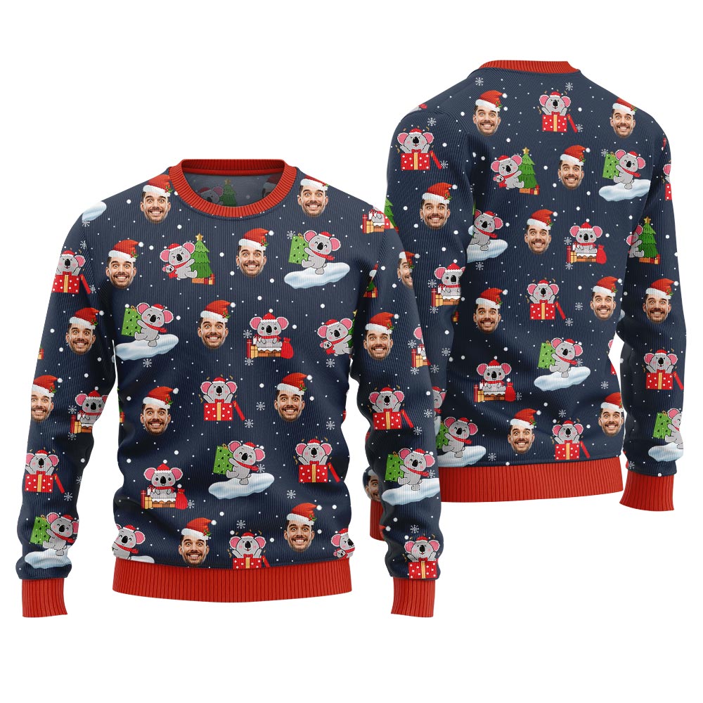 Custom Face Koala Ugly Holiday Sweater