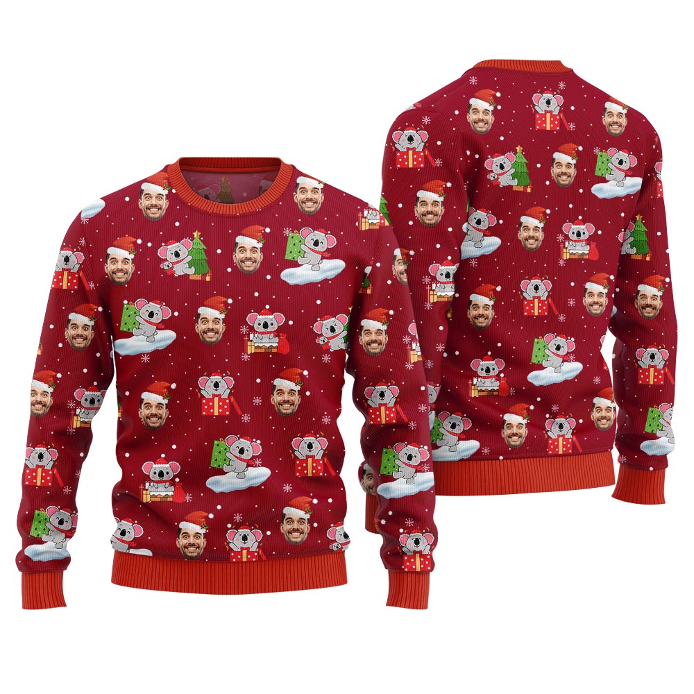 Custom Face Koala Ugly Holiday Sweater