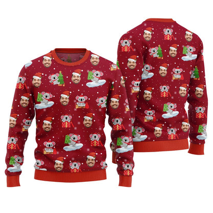 Custom Face Koala Ugly Holiday Sweater