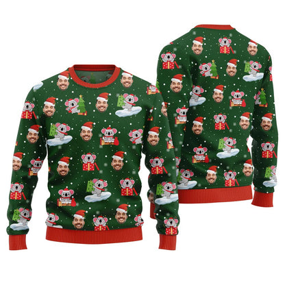 Custom Face Koala Ugly Holiday Sweater