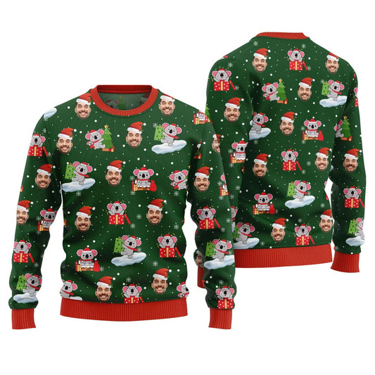 Custom Face Koala Ugly Holiday Sweater