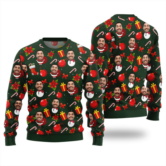 Custom Face Merry Christmas Mens Xmas Sweaters