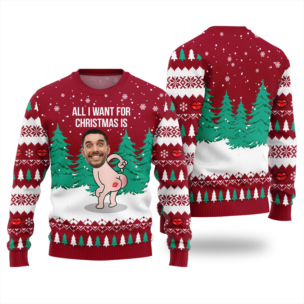 Custom Face Naughty Christmas Sweater