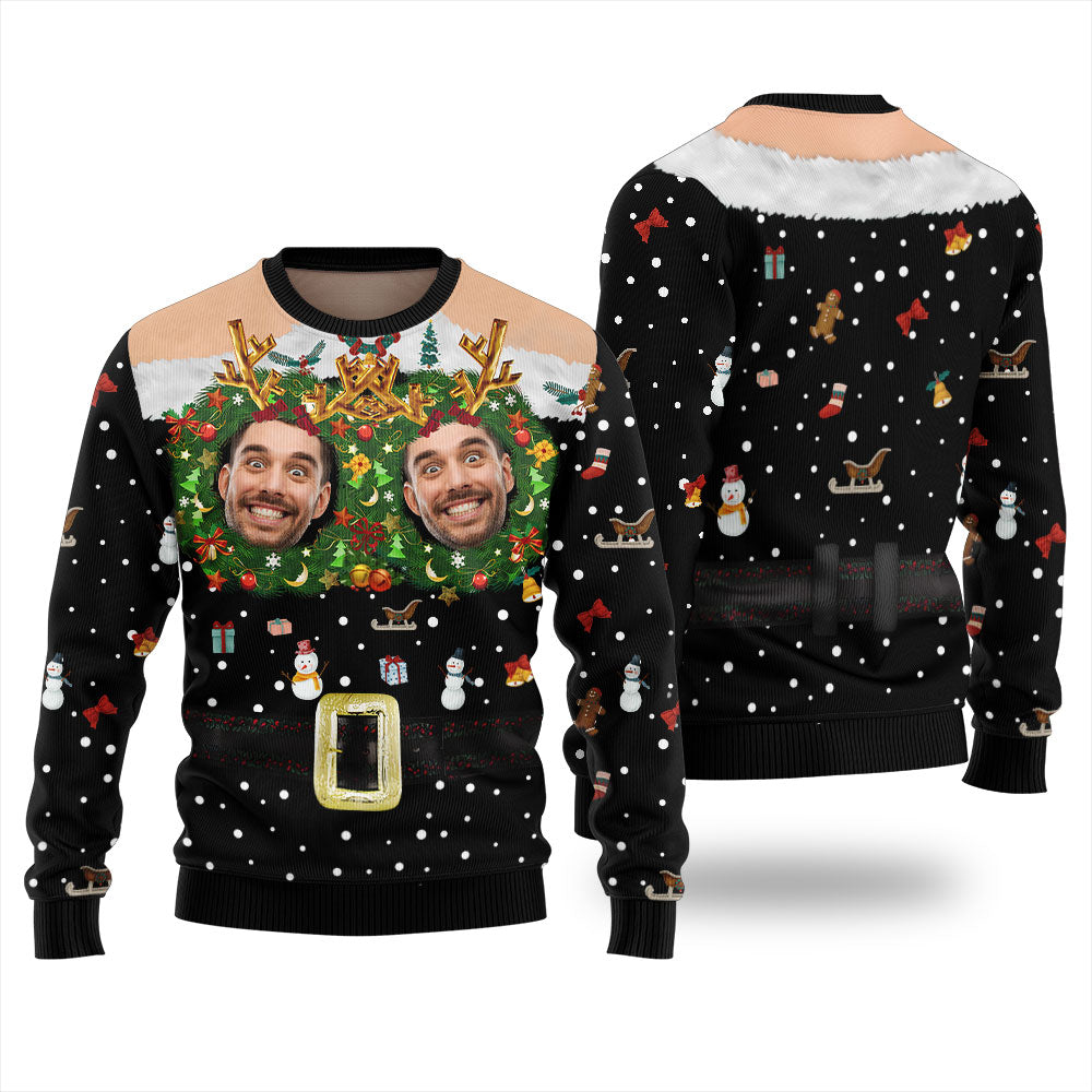 Custom Face Naughty Christmas Sweater Adults