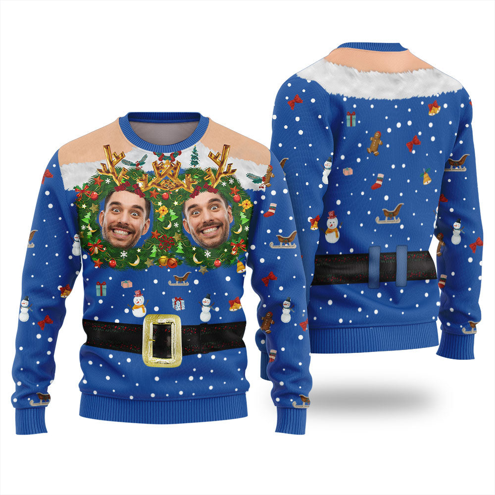 Custom Face Naughty Christmas Sweater Adults