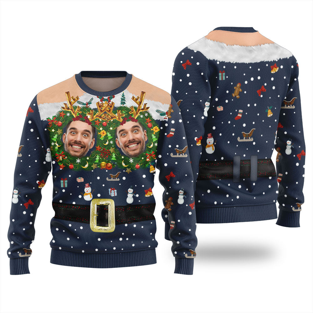 Custom Face Naughty Christmas Sweater Adults