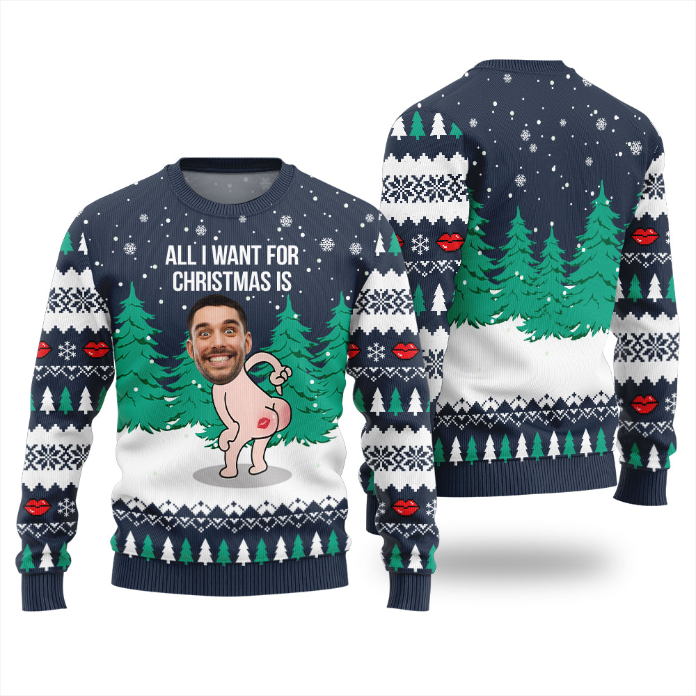 Custom Face Naughty Christmas Sweater