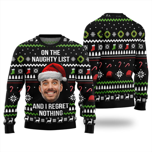 Custom Face Naughty List Ugly Christmas Sweater