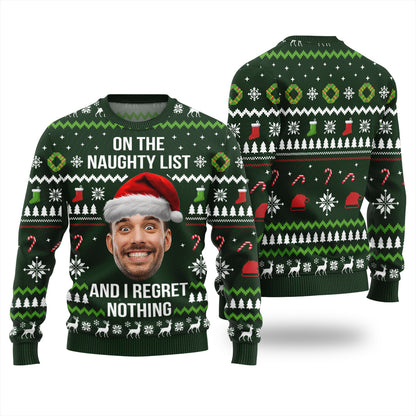 Custom Face Naughty List Ugly Christmas Sweater