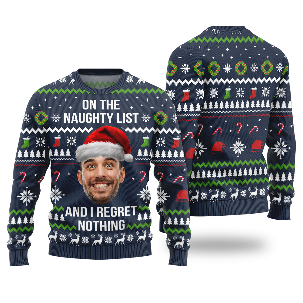 Custom Face Naughty List Ugly Christmas Sweater