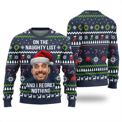 Custom Face Naughty List Ugly Christmas Sweater