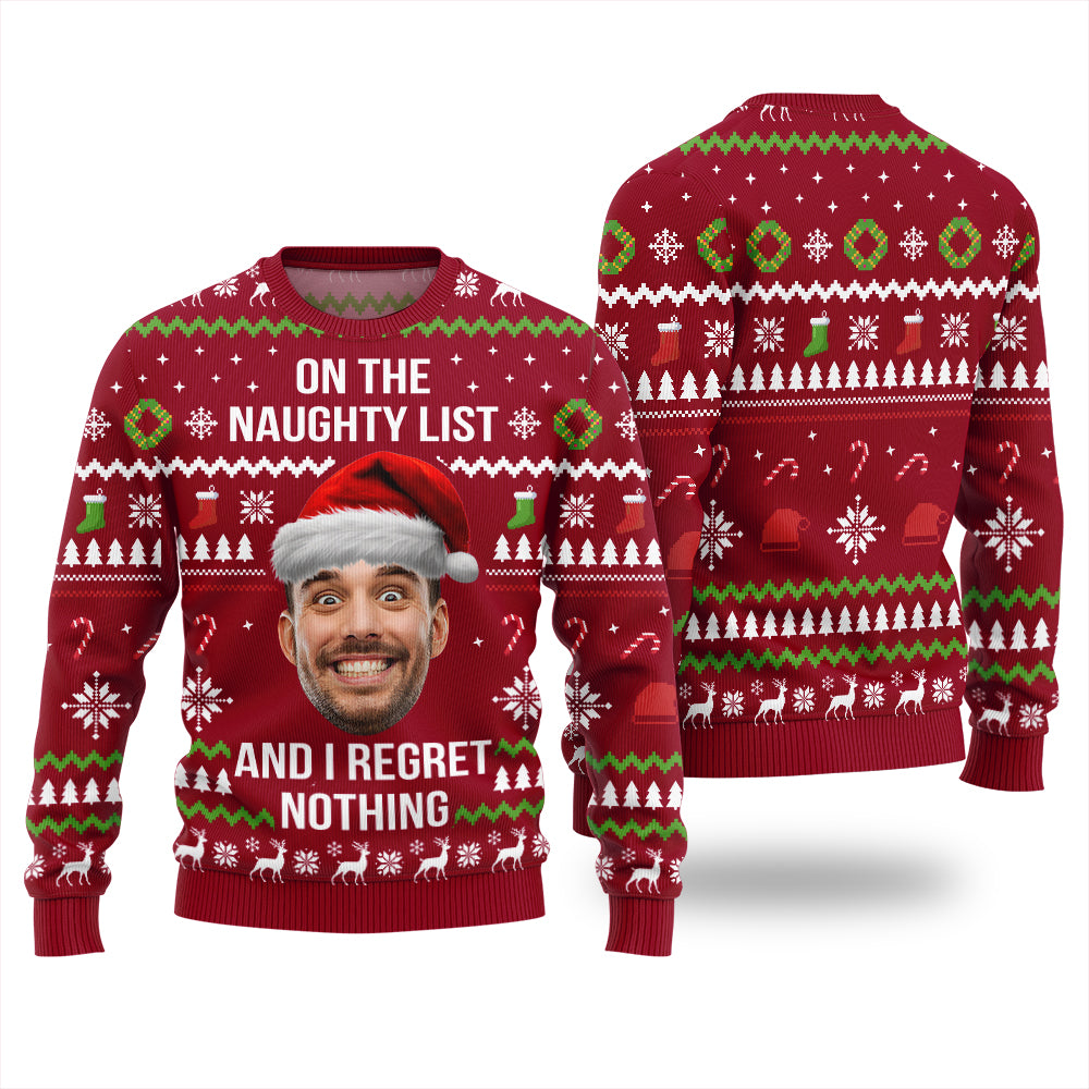 Custom Face Naughty List Ugly Christmas Sweater